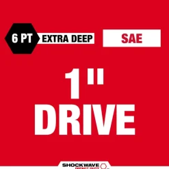 Milwaukee SHOCKWAVE Impact Duty 1" Drive 1-1/8" Thin Wall Extra Deep 6 Point Socket 49-66-7843