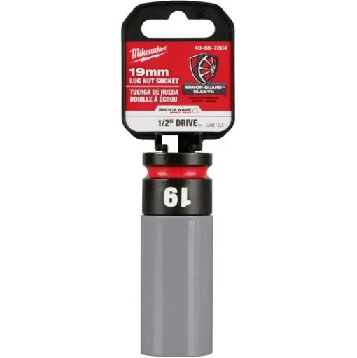 Milwaukee SHOCKWAVE Impact Duty 1/2" Drive 19MM Metric Lug Nut Wheel Socket 49-66-7804