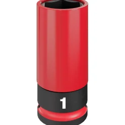 Milwaukee SHOCKWAVE Impact Duty 1/2" Drive 1" SAE Lug Nut Wheel Socket 49-66-7814