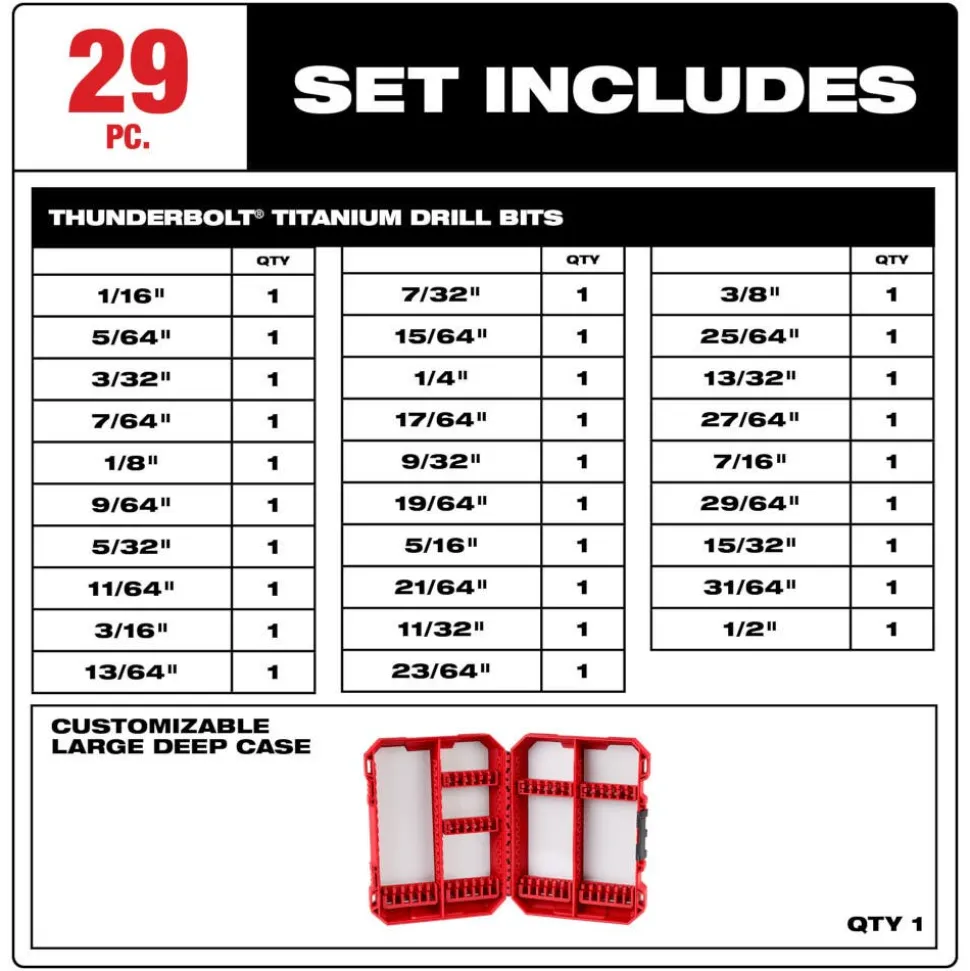 Milwaukee THUNDERBOLT Titanium Drill Bit Set - 29 Piece 48-89-0012