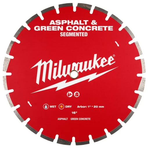 Milwaukee Tools 16" Asphalt & Green Concrete Segmented Diamond Blade 49-93-7245