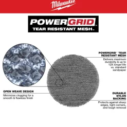 Milwaukee Tools 3” Assorted 80, 120, 180 Grit Mesh Sanding Discs with POWERGRID Tear Resistant Mesh – 36 pk + 3 Pad Savers 48-80-6406
