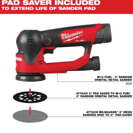 Milwaukee Tools 3” Assorted 80, 120, 180 Grit Mesh Sanding Discs with POWERGRID Tear Resistant Mesh – 36 pk + 3 Pad Savers 48-80-6406