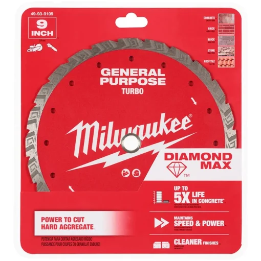 Milwaukee Tools 9" Diamond Max Turbo, General Purpose Diamond Blade 49-93-9109