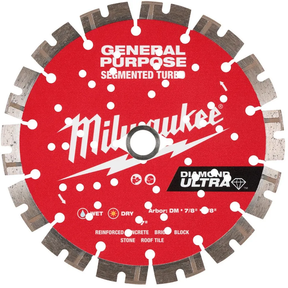 Milwaukee Tools 7" Diamond Ultra Segmented Turbo, General Purpose Diamond Blade 49-93-7529