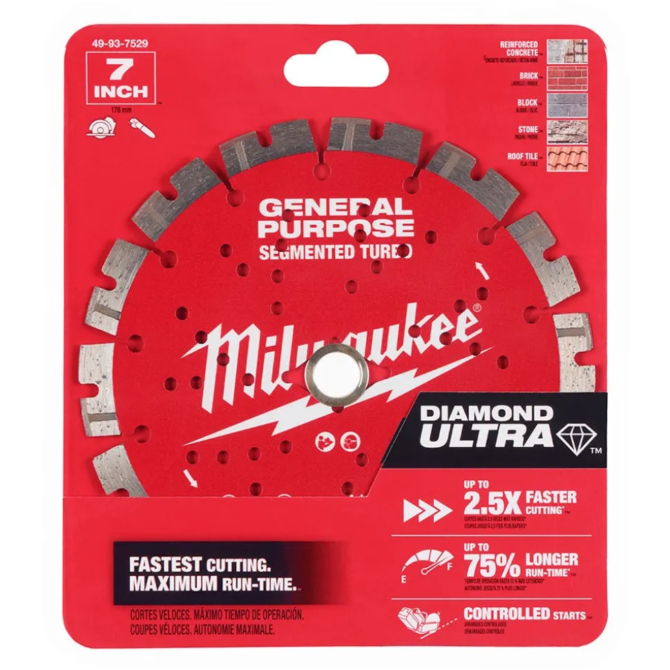 Milwaukee Tools 7" Diamond Ultra Segmented Turbo, General Purpose Diamond Blade 49-93-7529