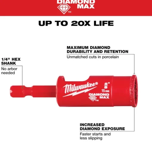 Milwaukee Tools 5/8" Diamond Max Hole Saw Bit 49-56-0513