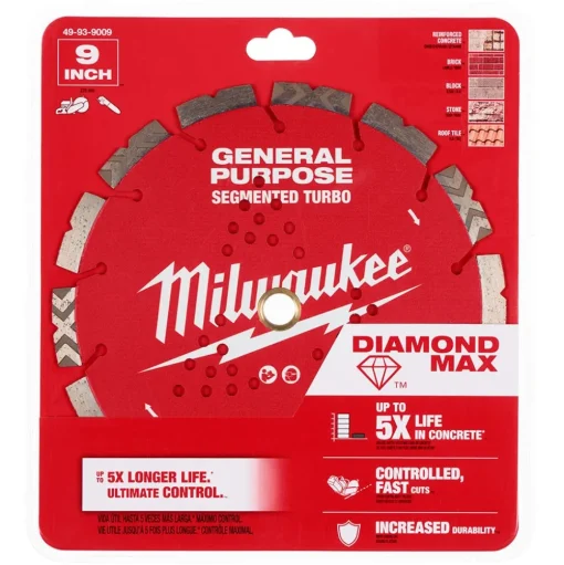 Milwaukee Tools 9" Diamond Max Segmented Turbo, General Purpose Diamond Blade 49-93-9009