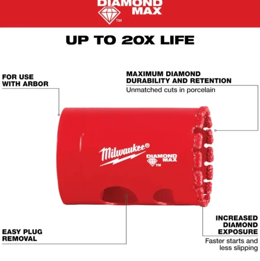 Milwaukee Tools 1-3/8" Diamond Max Hole Saw 49-56-5625