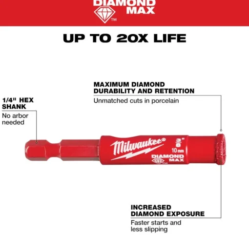 Milwaukee Tools 3/8" Diamond Max Hole Saw Bit 49-56-0509