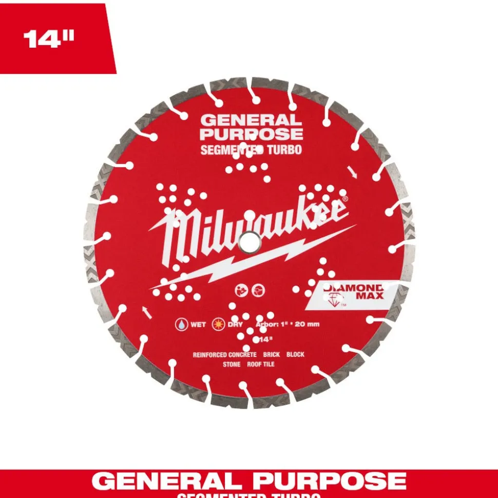 Milwaukee Tools 14" Diamond Max Segmented Turbo, General Purpose Diamond Blade 49-93-9014