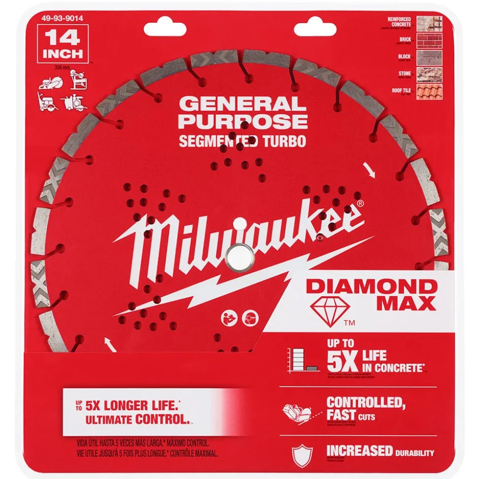 Milwaukee Tools 14" Diamond Max Segmented Turbo, General Purpose Diamond Blade 49-93-9014