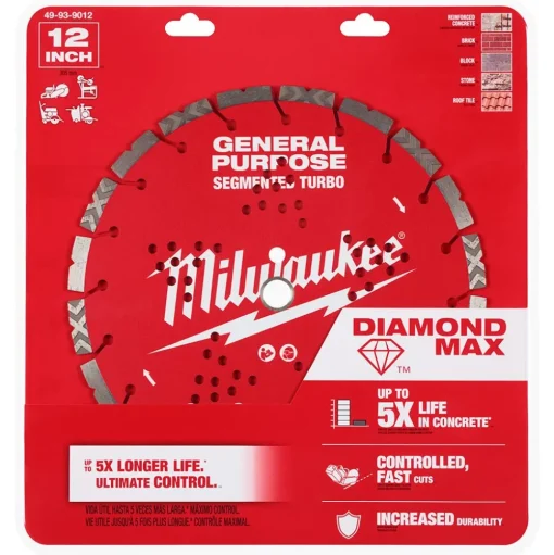Milwaukee Tools 12" Diamond Max Segmented Turbo, General Purpose Diamond Blade 49-93-9012