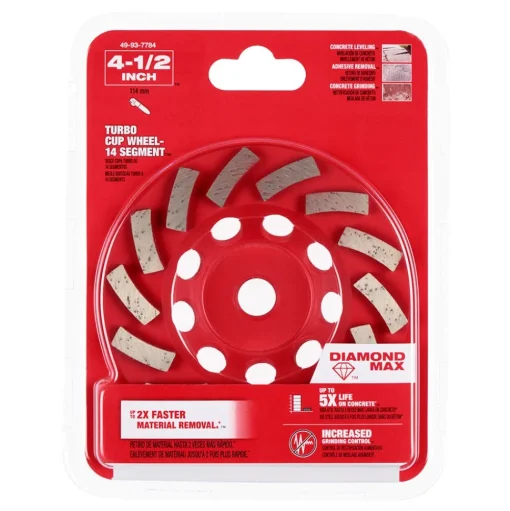 Milwaukee Tools 4-1/2" Diamond Max Turbo Diamond Cup Wheel - 14 Segment 49-93-7784
