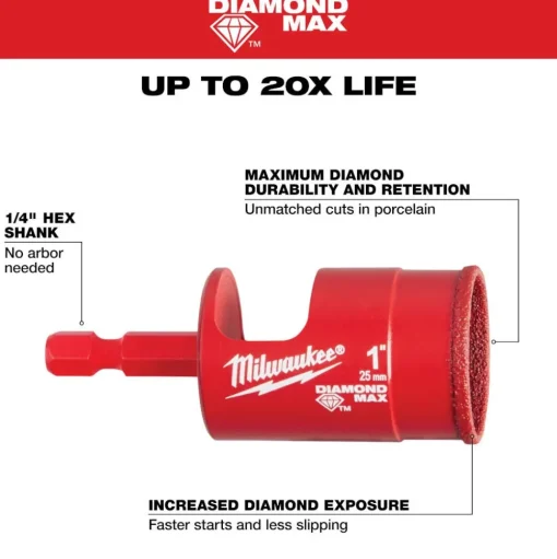 Milwaukee Tools 1" Diamond Max Hole Saw Bit 49-56-0517
