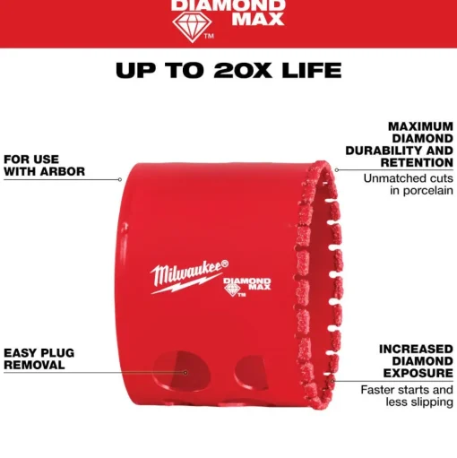 Milwaukee Tools 2-1/4" Diamond Max Hole Saw 49-56-5652