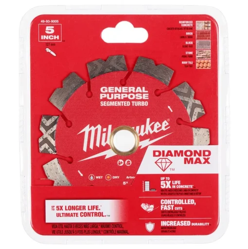 Milwaukee Tools 5" Diamond Max Segmented Turbo, General Purpose Diamond Blade 49-93-9005