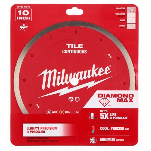 Milwaukee Tools 10" Diamond Max Continuous, Tile Diamond Blade 49-93-9210