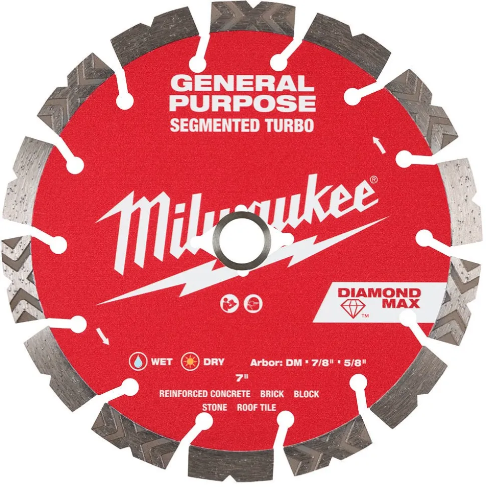 Milwaukee Tools 7" Diamond Max Segmented Turbo, General Purpose Diamond Blade 49-93-9007