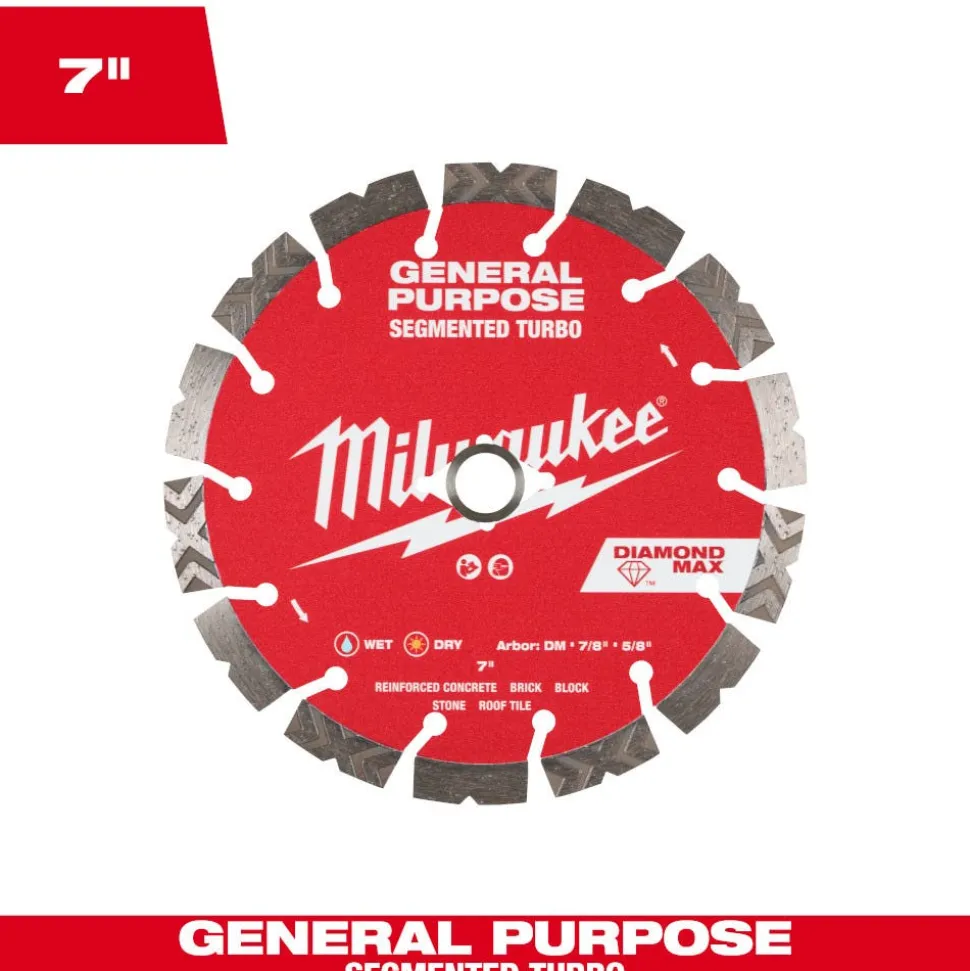 Milwaukee Tools 7" Diamond Max Segmented Turbo, General Purpose Diamond Blade 49-93-9007