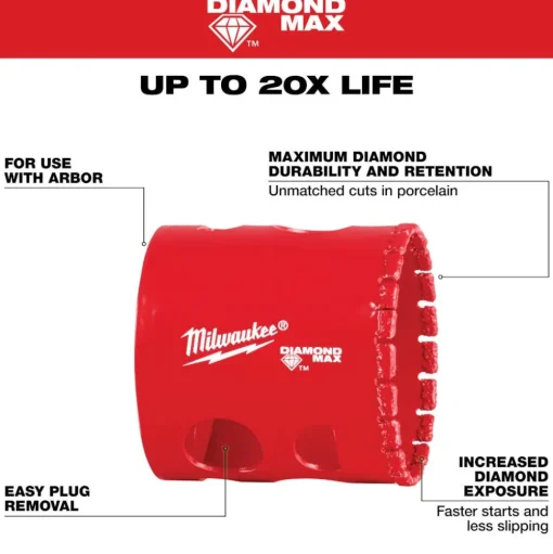 Milwaukee Tools 1-3/4" Diamond Max Hole Saw 49-56-5641