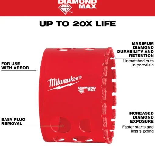 Milwaukee Tools 2-1/2" Diamond Max Hole Saw 49-56-5660