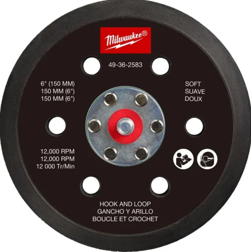 Milwaukee Tools 6" Hook and Loop Sander Backing Pad - Soft 49-36-2583