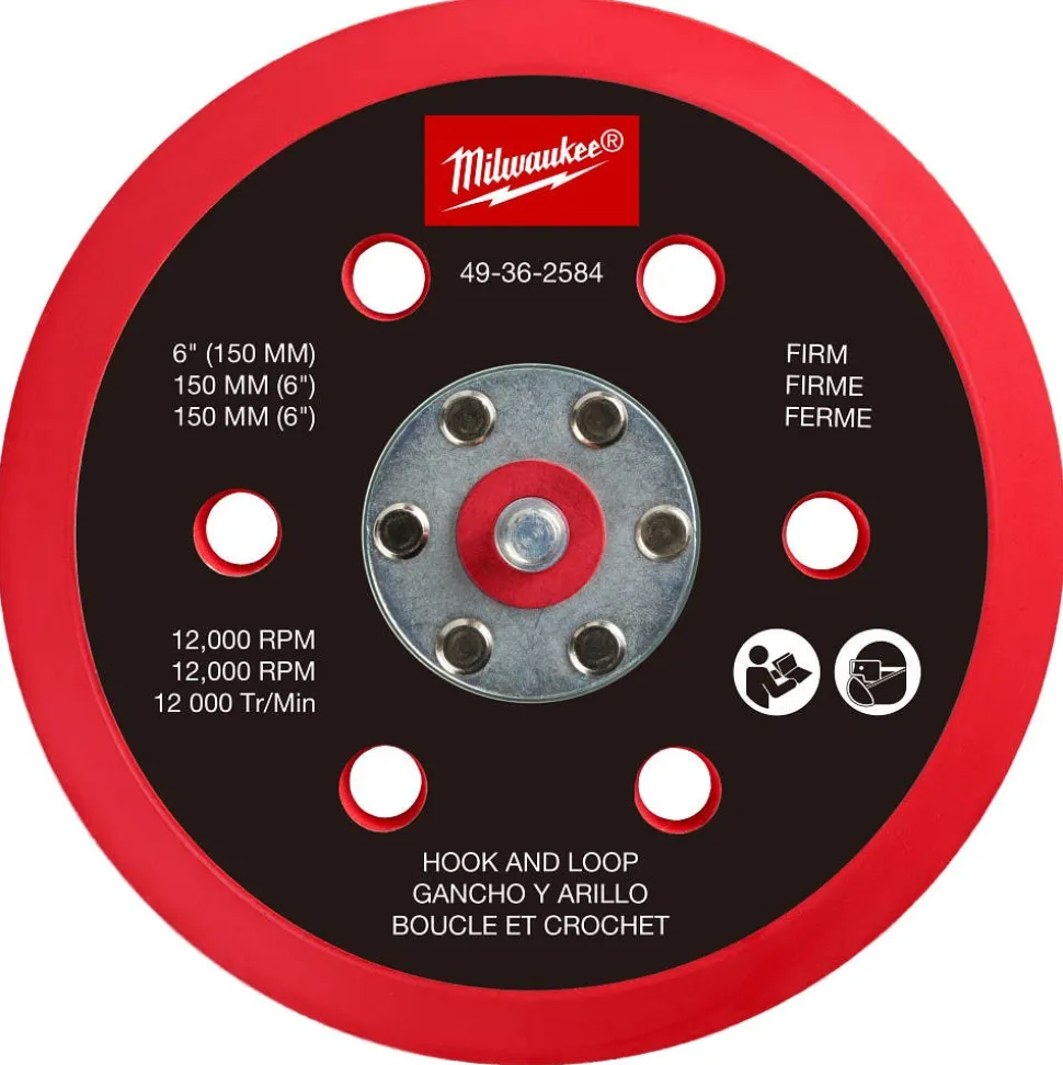 Milwaukee Tools 6" Hook and Loop Sander Backing Pad - Firm 49-36-2584