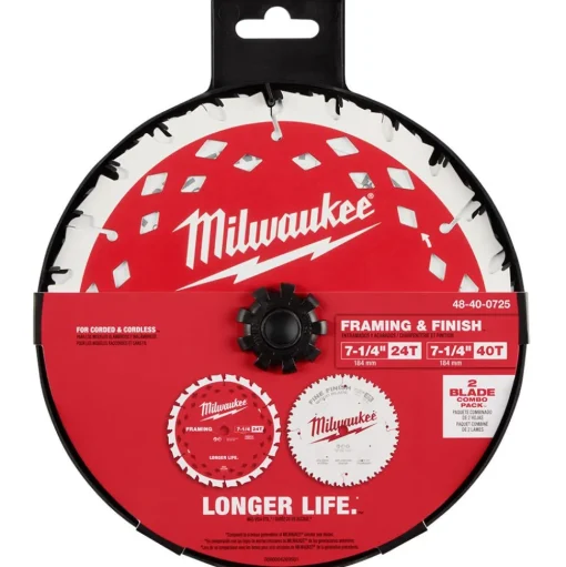 Milwaukee Tools 7-1/4" 24T Framing and 40T Fine Finish Circular Saw Combo Pack - 2PK 48-40-0725