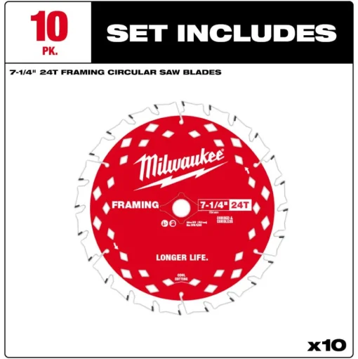 Milwaukee Tools 7-1/4" 24T Framing Circular Saw Blades 48-41-0720