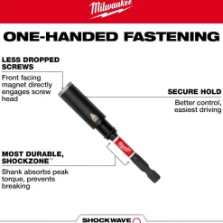 Milwaukee Tools SHOCKWAVE™ Impact Duty 3" Screw-Holding Bit Holder & Insert Bit Set (4Pc) 48-32-7905