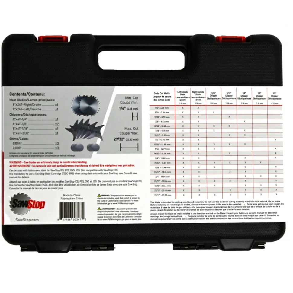 SawStop Table Saws SawStop 8" Premium Dado Set BTS-DS8-2402 BTS-DS8-2402