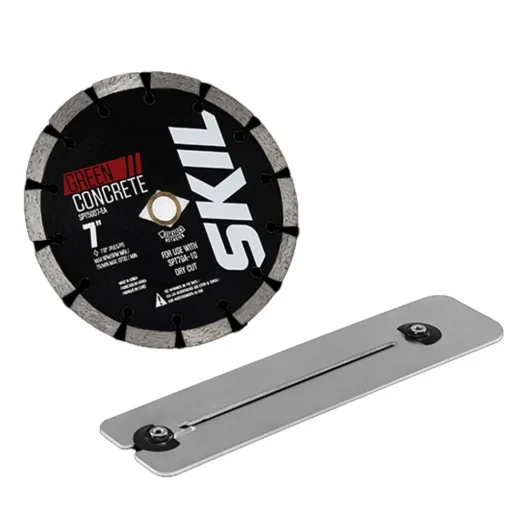 Skil Stainless Steel Compression Skid Plate with Anti-spalling Slot, 7" Segmented Green Cutting Concrete Blade (Medium Hardness) SPT5008-EA