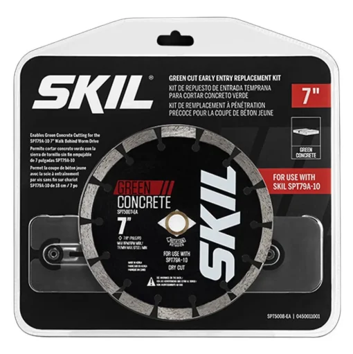 Skil Stainless Steel Compression Skid Plate with Anti-spalling Slot, 7" Segmented Green Cutting Concrete Blade (Medium Hardness) SPT5008-EA