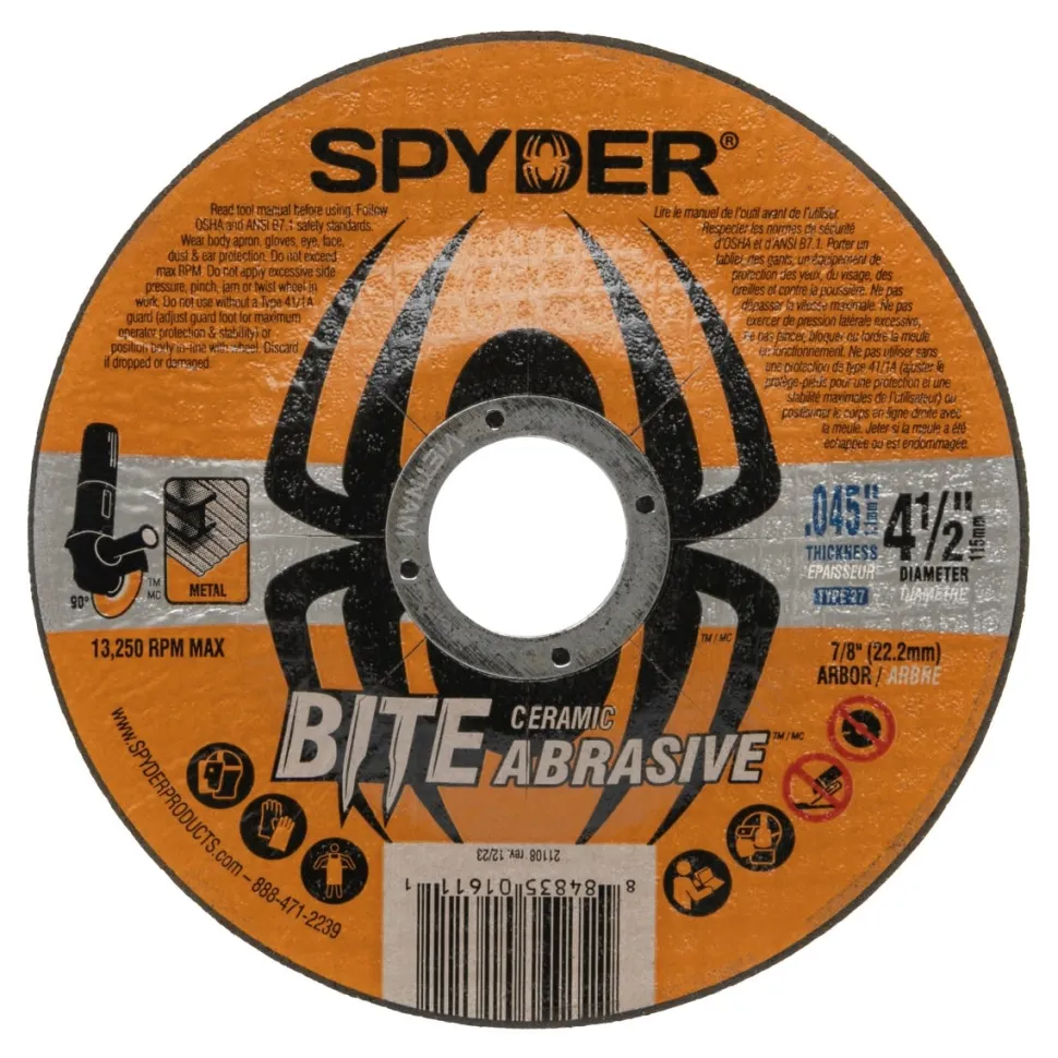 Spyder 4.5" Bonded Ceramic Abrasive Cut-Off Wheel 21108