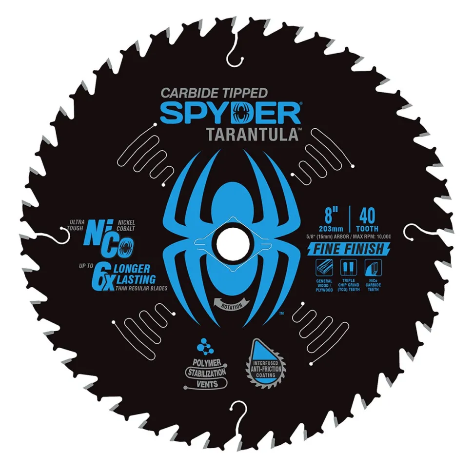 Spyder 8" 40-Tooth TCT Fine Circular Saw Blade For Panel And Sheet Cutting 13052