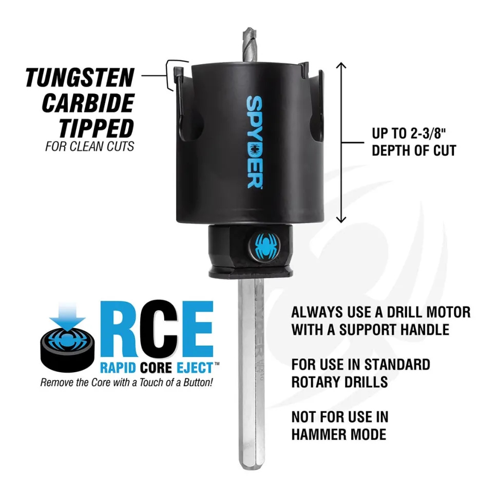 Spyder 2-1/2" Tungsten Carbide Tipped (TCT) Non-Arbored Hole Saw 600028CF