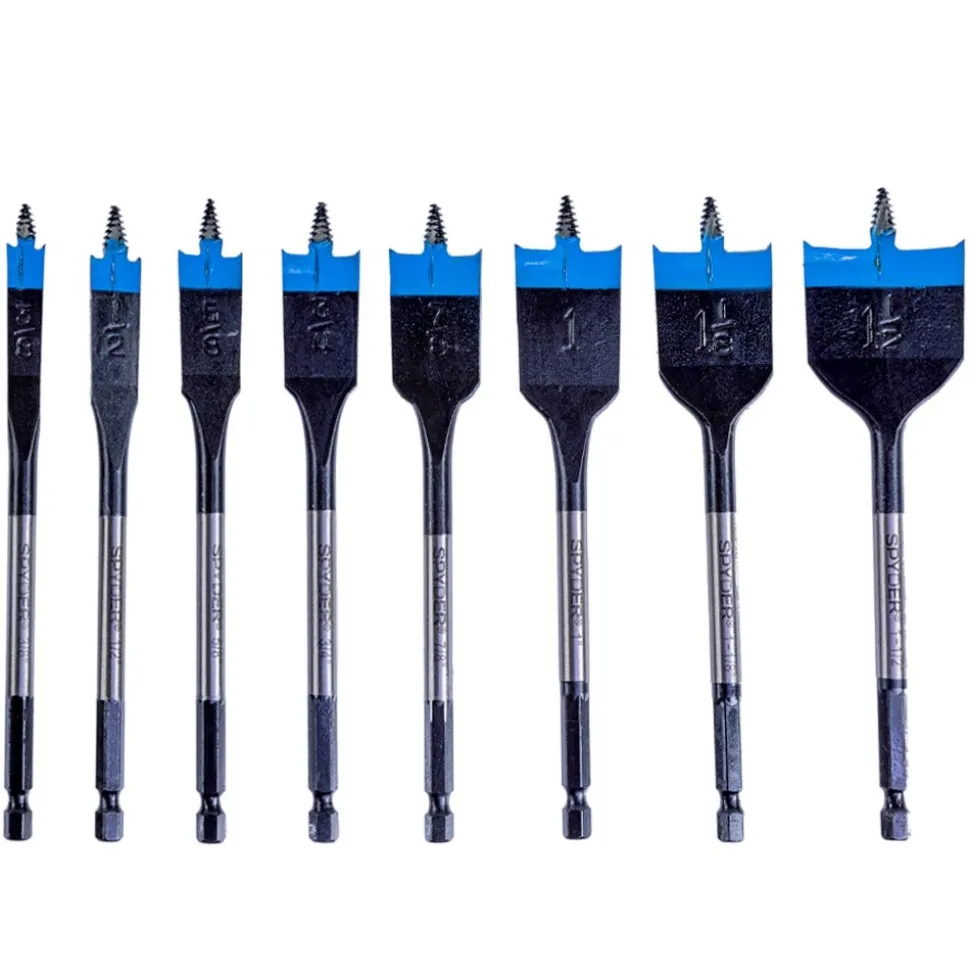 Spyder 8-Piece Assorted Woodboring Spade Bit Set (3/8, 1/2, 5/8, 3/4, 7/8, 1, 1-1/8, 1-1/2") 11026