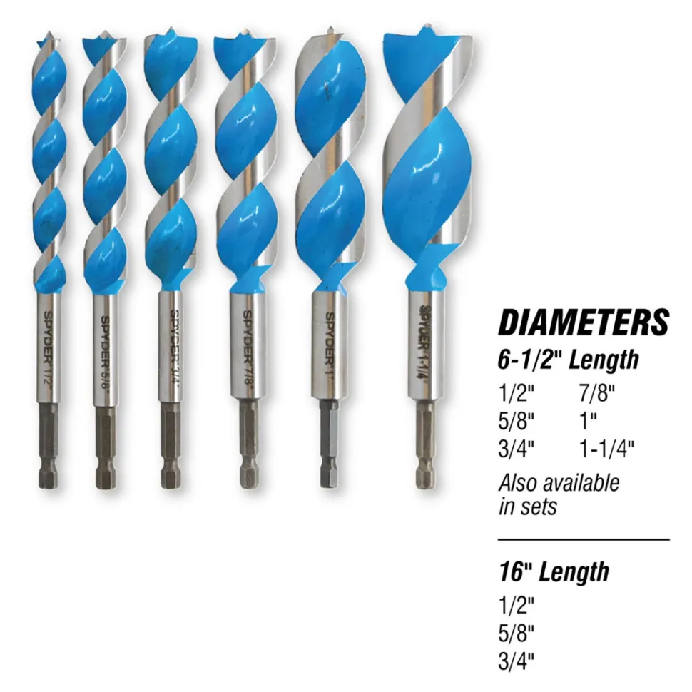 Spyder 6-Piece Assorted Woodboring Power Bit Set (1/2, 5/8, 3/4, 7/8, 1, 1-1/4") 15003