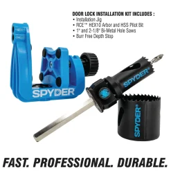 Spyder 5-Piece Rapid Core Eject™ Door Lock Installation Jig and Bi-Metal Hole Saw Kit (1