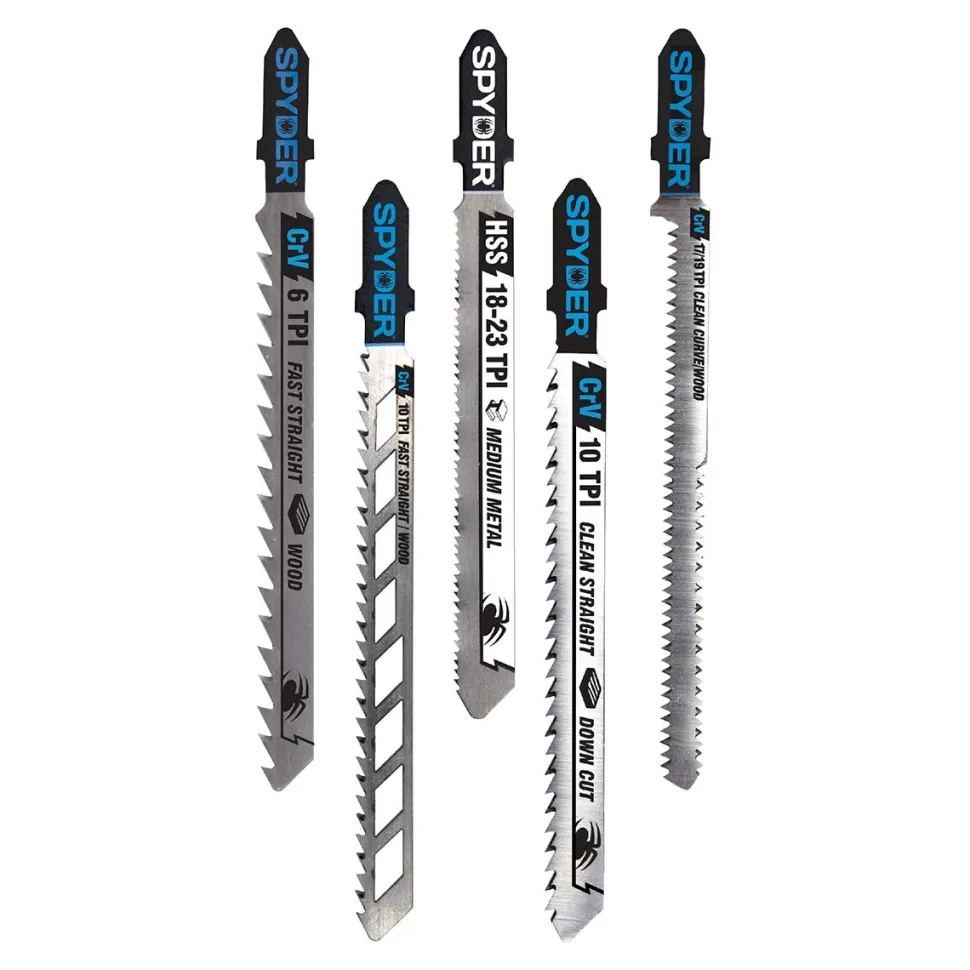 Spyder 5-Piece T-Shank Multi-Material Cutting Jigsaw Blade Set 300089